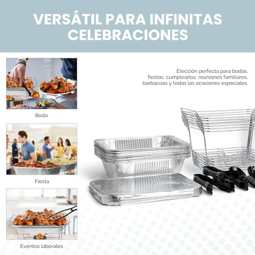 Miniatura 6 de Alpha Living 6 Pack - Juego de buffet de platos de roce desechable, bandejas de media talla, calentadores de alimentos con cuerpo soldado