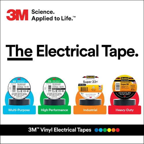 Miniatura 6 de 3M Temflex Cinta eléctrica de vinilo 175, ignífuga, adhesivo sensible a la presión, protección eléctrica y mecánica, negro, 7 mil, 3/4 pulgadas x 60