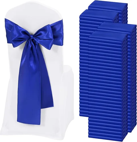 Miniatura 22 de 60 bandas para sillas de satén negro, diseño de lazos con lazos, para decoración de sillas para Acción de Gracias, boda, Navidad, banquetes