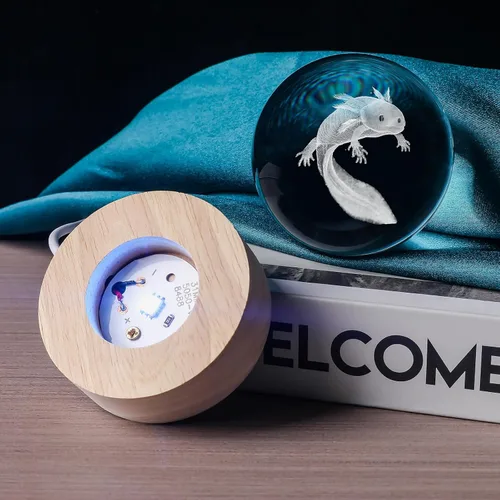 Miniatura 5 de Bola de Cristal 3D Axolotl de 60mm Axolotl Lámpara Nocturna de Juguete Regalos para Mujeres Esposa Novia Mamá Pareja Figura de Axolotl para Niñas