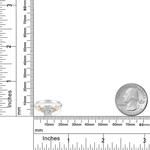 Miniatura 74 de Anillo de compromiso de oro amarillo de 10 quilates y plata 925 con piedra natal y diamantes cultivados en laboratorio para mujer, ovalado de 0.315