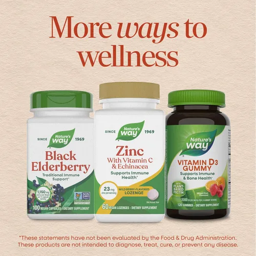 Miniatura 8 de Pastillas de Zinc de Nature's Way con Vitamina C y Equinácea, Suplementos de Zinc para Hombres y Mujeres, Apoyo Inmunológico*, Sabor a Bayas
