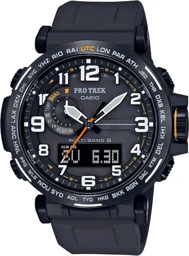 Casio Serie PRW6600Y | Pro Trek | 100M WR | Brújula | Alt/Baro-Thermo | Energía solar resistente | cronómetro atómico | Cronómetro 1-100 SEC |
