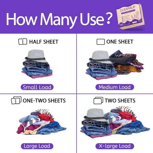 Miniatura 3 de CLEARALIF Hojas de detergente para ropa, lavanda, hasta 480 cargas, ideal para viajes, apartamentos, dormitorios, tiras de detergente para ropa