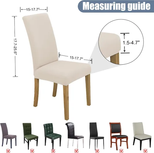 Miniatura 5 de BIETYONE - Fundas para sillas de comedor, juego de 2 fundas para sillas de comedor o cocina, lavables, protectoras, para sillas Parsons