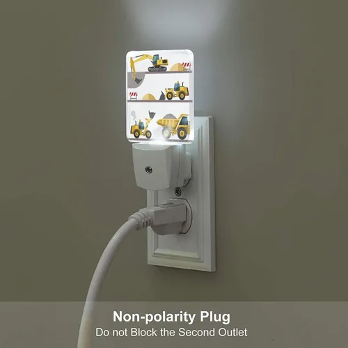 Miniatura 5 de Luz nocturna de camiones de dibujos animados, luces nocturnas enchufables con sensor de atardecer a amanecer para escaleras, pasillo, dormitorio