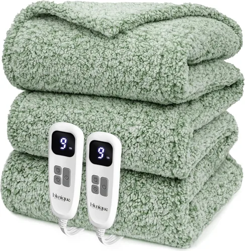 Miniatura 10 de Heated Blanket Electric Blanket Queen - Fast Heating Blanket Throw Dual Control Double Sided Sherpa with 10 Heating Levels & 2-10 Hours Auto Off