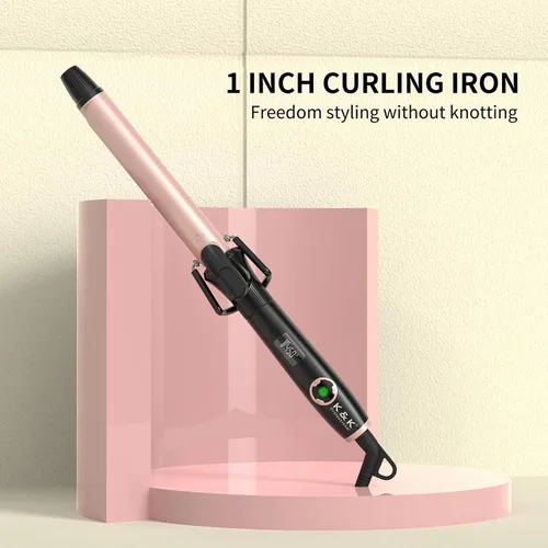 Miniatura 5 de Rizador de pelo profesional de 1 pulgada con barril de cerámica de turmalina recortada, rizador de pelo profesional de 1 pulgada de hasta 450 °F