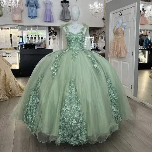 Miniatura 4 de XYAYE Vestidos de quinceañera con hombros descubiertos para mujer, vestido de fiesta con tren hinchado dulce 15 16 vestidos de flores 3D vestidos