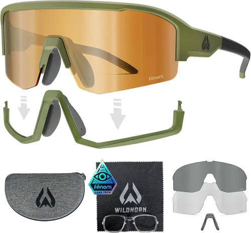 Miniatura 7 de Wildhorn Radke - Lentes de ciclismo MTB, UV400, gafas de sol deportivas de esquí y correr para mujeres y hombres, gafas de béisbol con 3 lentes