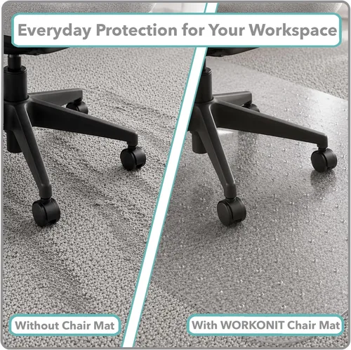 Miniatura 4 de WorkOnIt Tapete para silla de oficina, 30 x 48 pulgadas, tapete transparente para silla de escritorio para alfombra de pelo bajo, protector de piso