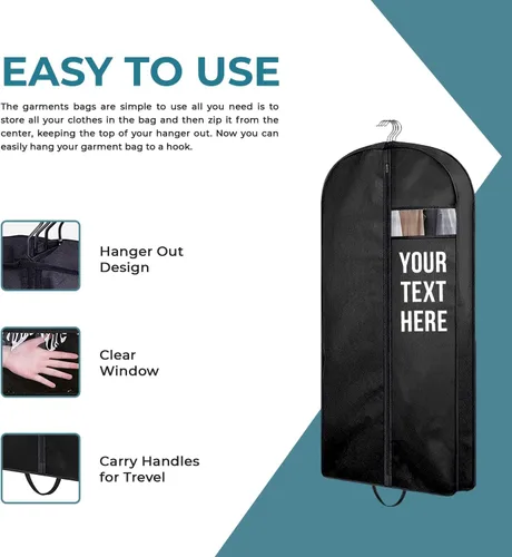 Miniatura 4 de Personalized Passion Bolsas de ropa para hombres y mujeres, tamaño perfecto de 60 pulgadas, funda de traje para viajes y almacenamiento, bolsa