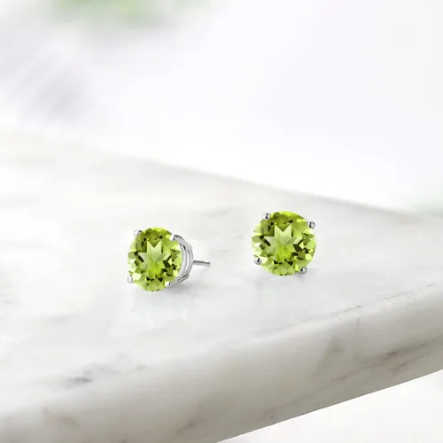 Miniatura 11 de Gem Stone King Aretes de plata de ley 925 con piedra natal redonda de 0.276 in para mujer