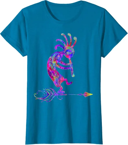 Miniatura 88 de Native American Kokopelli With Feather 2 - Camiseta Fan Fun, Negro, S