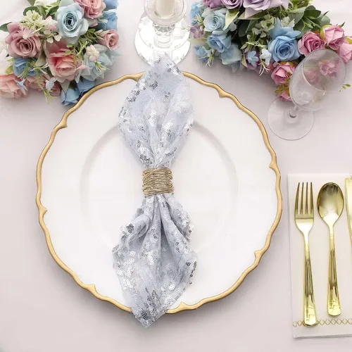 Miniatura 14 de Efavormart - Superposición de mesa de tul bordado de hojas de lentejuelas plateadas de 72 x 72 pulgadas, mantel cuadrado transparente Plateado