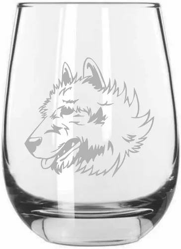 Miniatura 152 de Sakhalin Husky Dog - Copa de vino grabada personalizada de 15.25 onzas sin tallo