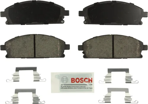 BOSCH BE691H - Juego de pastillas de freno de disco de cerámica azul con herrajes, compatible con Infiniti Q45, QX4; Nissan Pathfinder, X-Trail;