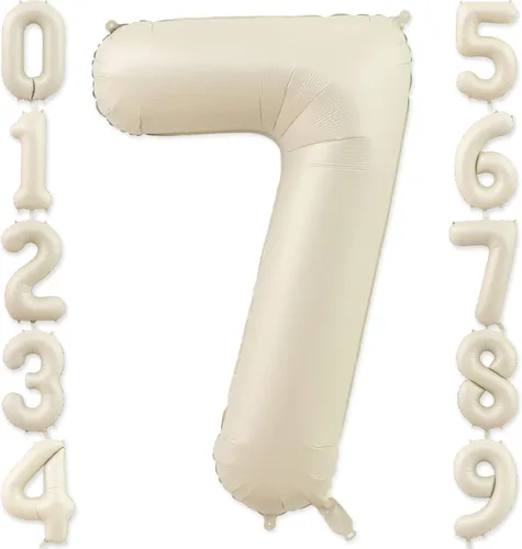 Miniatura 16 de Globos con el número 2, 2 globos, 2 globos de número 40 pulgadas, color blanco arena, grandes globos de aluminio para 2 fiestas de cumpleaños, Arena
