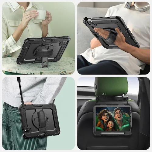 Miniatura 6 de SEYMAC Funda para iPad Pro 11 de 4ª, 3ª, 2ª, 1ª generación (2022/2021/2020/2018), funda protectora de cuerpo completo a prueba de golpes con Negro