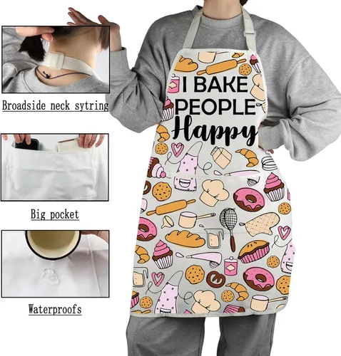 Miniatura 4 de G2TUP Regalo para hornear I Bake People Happy Delantal con bolsillos Cocina Pastelería Chef Regalo Amante Regalo para Panadero