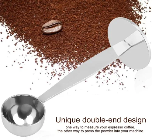 Miniatura 4 de Cuchara de café de acero inoxidable y manipulador, cuchara de medición y apisonamiento 2 en 1 para café en polvo