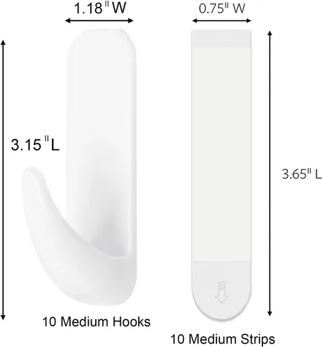 Miniatura 2 de Sinfuo Ganchos de pared para colgar 10 ganchos grandes, ganchos de pared resistentes con 10 tiras, ganchos adhesivos sin daños para llaves, abrigo