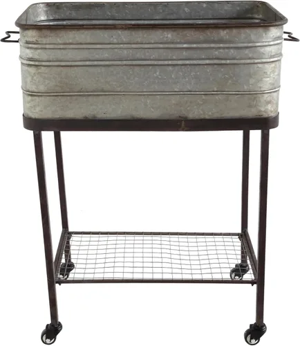 Miniatura 3 de Creative Co-Op Cubo de metal/maceta en soporte con ruedas