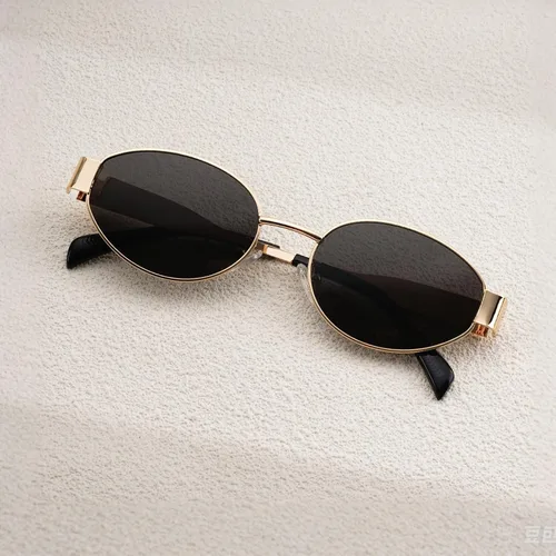 Miniatura 4 de Lentes de sol ovalados retro para mujeres y hombres, lentes de sol ovalados de metal de los años 90, tonos vintage