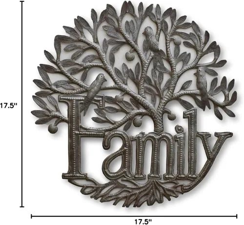 Miniatura 9 de Letrero familiar para colgar en la pared, decoración del árbol de la vida, decoración del hogar para interiores y exteriores, hecho a mano en Haití