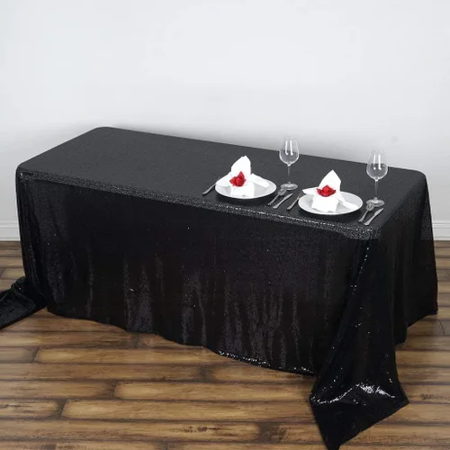 Miniatura 19 de Tableclothsfactory Luxury Collection Duchess - Mantel rectangular de lentejuelas, 60 x 126 pulgadas, color plateado