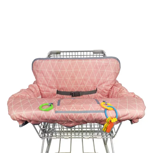 Miniatura 5 de Fundas para carrito de compras para niña, funda de algodón para silla alta, cojín para carrito de comestibles para bebés, lavable a máquina (rosa)