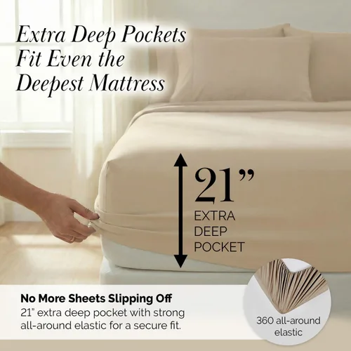 Miniatura 3 de Southshore Fine Living, Inc. Juego de sábanas Split King de 7 piezas para cama ajustable, sábanas King con bolsillo extra profundo de 21 pulgadas