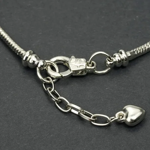 Miniatura 6 de tiggell Juego de 5 pulseras de cadena plateadas, cadena de serpiente con cierre de langosta en forma de corazón, pulsera de dijes europea
