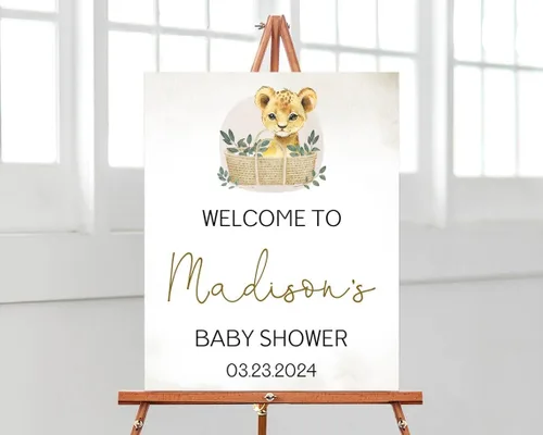 Miniatura 15 de Cartel de bienvenida de baby shower, cartel de bienvenida editable con texto en inglés "It's a Girl Woodland", letrero de bienvenida de baby shower