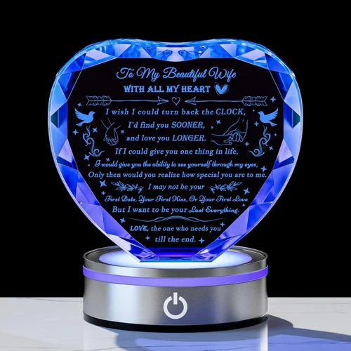 Miniatura 14 de Regalos Qianwei para novia de novio únicos - Regalos personalizados de corazón de cristal para mi novia que lo tiene todo - Ideas de regalo