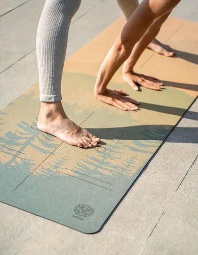 Miniatura 7 de Esterilla de yoga de corcho con base de goma natural, tamaño extra, grosor y soporte, excelente cojín y agarre, antideslizante, no tóxico, Montaña
