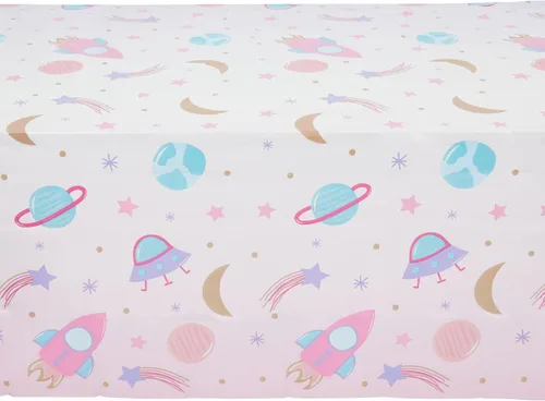 Miniatura 4 de Blue Panda Funda rectangular de plástico para mesa espacial, funda de plástico desechable duradera, decoración de fiesta de galaxia y decoraciones
