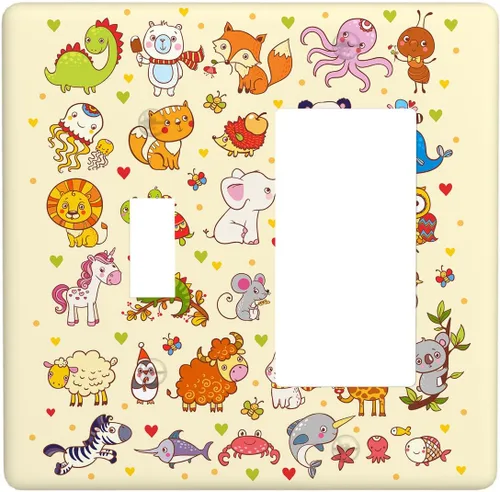 Miniatura 28 de Arctic Animals - Placa de interruptor de luz de 1 banda, lindo sello de dibujos animados, pingüino, oso polar, placa de pared individual basculante