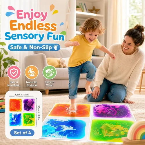 Miniatura 2 de edusense Azulejos de Suelo Líquidos Sensoriales para Niños, Azulejos Decorativos para Autismo, Juguetes de Aprendizaje Temprano, Tapetes de Juego
