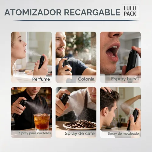 Miniatura 3 de Fusupak Atomizador de Perfume Botella de Viaje Recargable: Vaporizador de Colonia Portátil para Hombres - Mini Spray Vacío para Recarga - 8ml