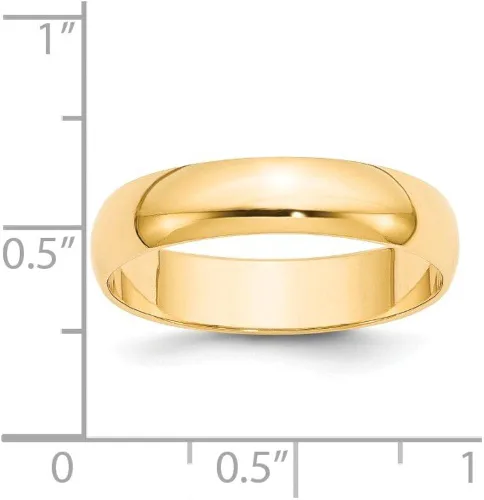 Miniatura 3 de Anillo de boda de oro amarillo de 14 quilates de 0197in liso clásico de cúpula