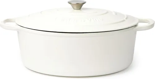 Miniatura 16 de Larder & Vine Horno holandés de hierro fundido esmaltado de 5.7 cuartos de galón con tapa, horno holandés para masa madre y hornear pan, esmalte