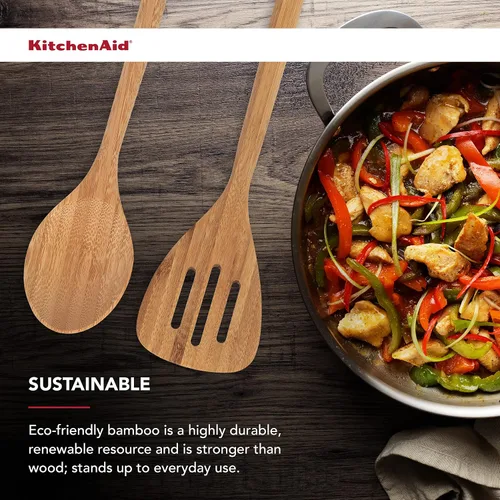 Miniatura 4 de KitchenAid Juego de espátula y cuchara de bambú, 2 piezas
