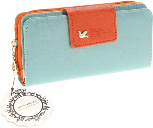 Miniatura 2 de NEWANIMA Billetera para mujer para múltiples tarjetas dos pliegues de cremallera larga cartera de mano Azul Skyblue NA
