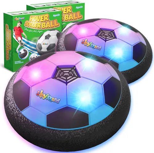 ShyLizard Juego de 2 Pelotas de Fútbol Hover, Juguetes para Niños de 3, 4, 5, 6, 7, 8 Años, Pelota de Fútbol Infantil con Energía de Aire y Luz LED,
