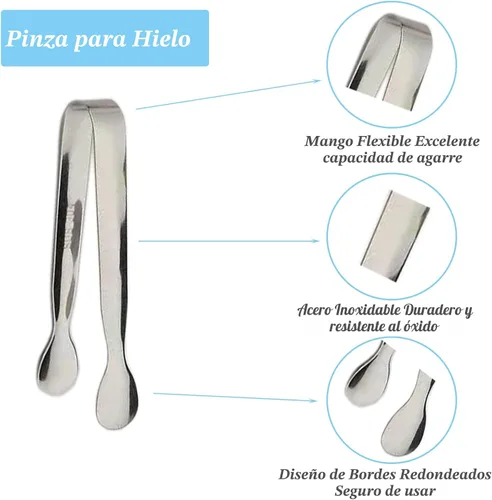 Miniatura 3 de Sunenlyst - Juego de 6 pinzas de hielo de acero inoxidable de 4.25 pulgadas, pinzas para servir y pequeñas pinzas de cocina para aperitivos, fiesta