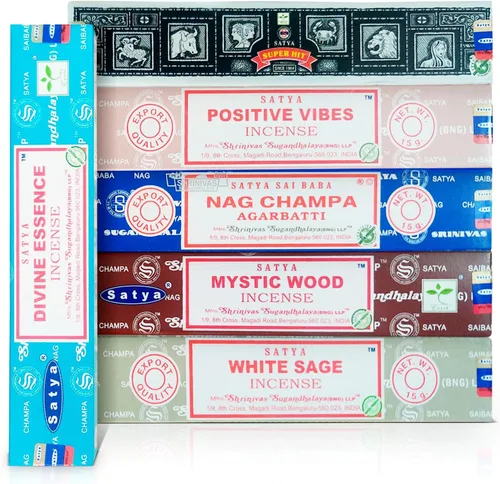 Miniatura 7 de Satya - Juego de regalo de incienso Nag Champa, éxito super, sangre de dragón, sándalo, pachulí, lavanda, vibraciones positivas, 15 g