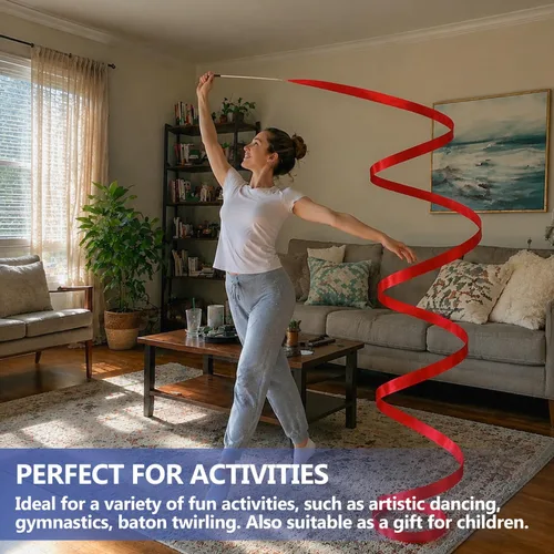 Miniatura 5 de Novelty Place Dance Ribbons Streamers - 6.6Ft Unisex Kids' Gymnastics Ribbon Wands - Perfect Rhythm Sticks for Talent Shows, Artistic Dancing, Baton