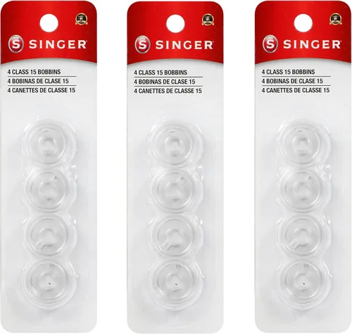 Singer Bobbins - Bobinas de plástico transparente clase 15 - Bobinas de repuesto para máquina de coser, bobinas de máquina de coser, accesorios para