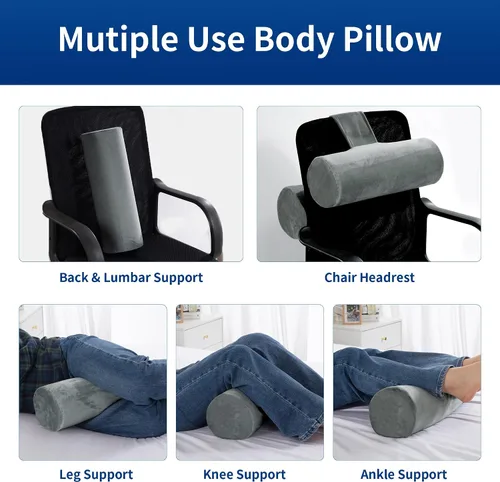 Miniatura 5 de BALAPET Almohada corporal para dormir de lado, almohada cilíndrica enrollable para una mejor respiración de sueño (gris, tamaño grande)